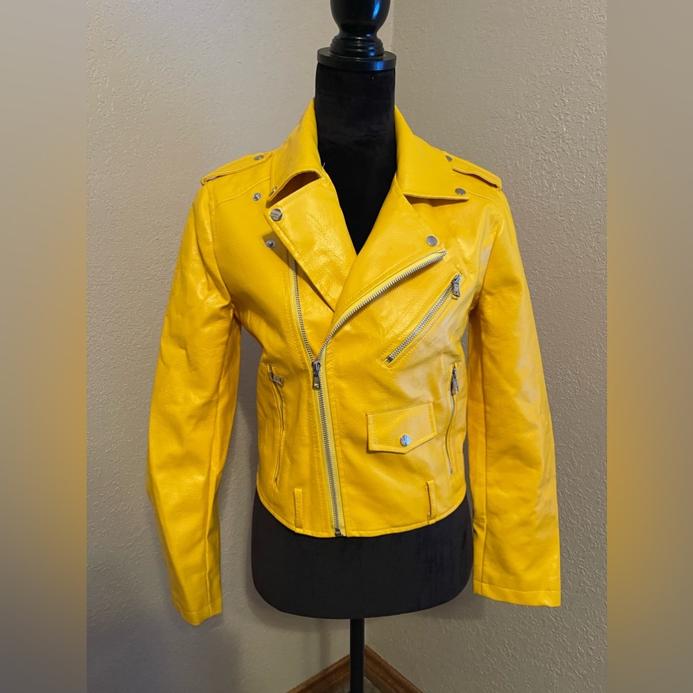 Yellow leather Jacket with belt